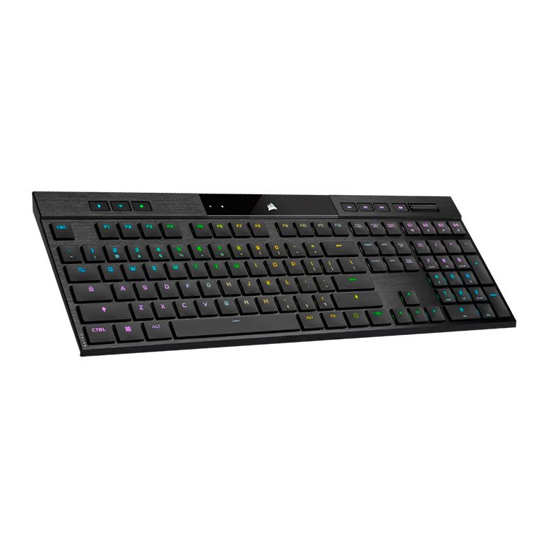 Teclado Mecanico Gamer Corsair K100 Air, RGB, Wireless, Switch Azul, Preto, CH-913A01U-NA