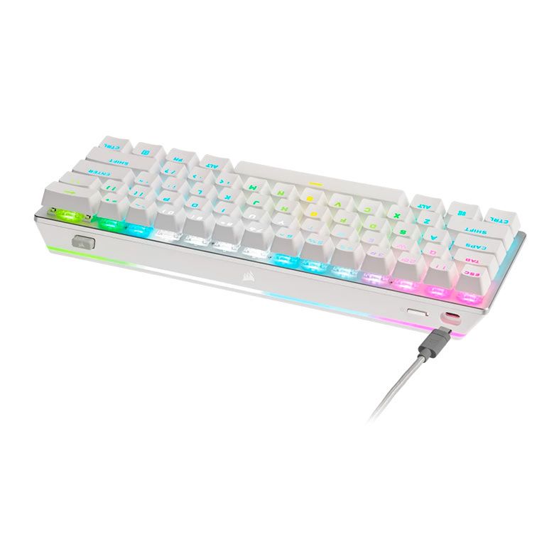 Teclado Mecanico Corsair K70 Pro Mini, RGB, Wireless, Switch Cherry MX Speed Prata, Branco, CH-9189114-NA