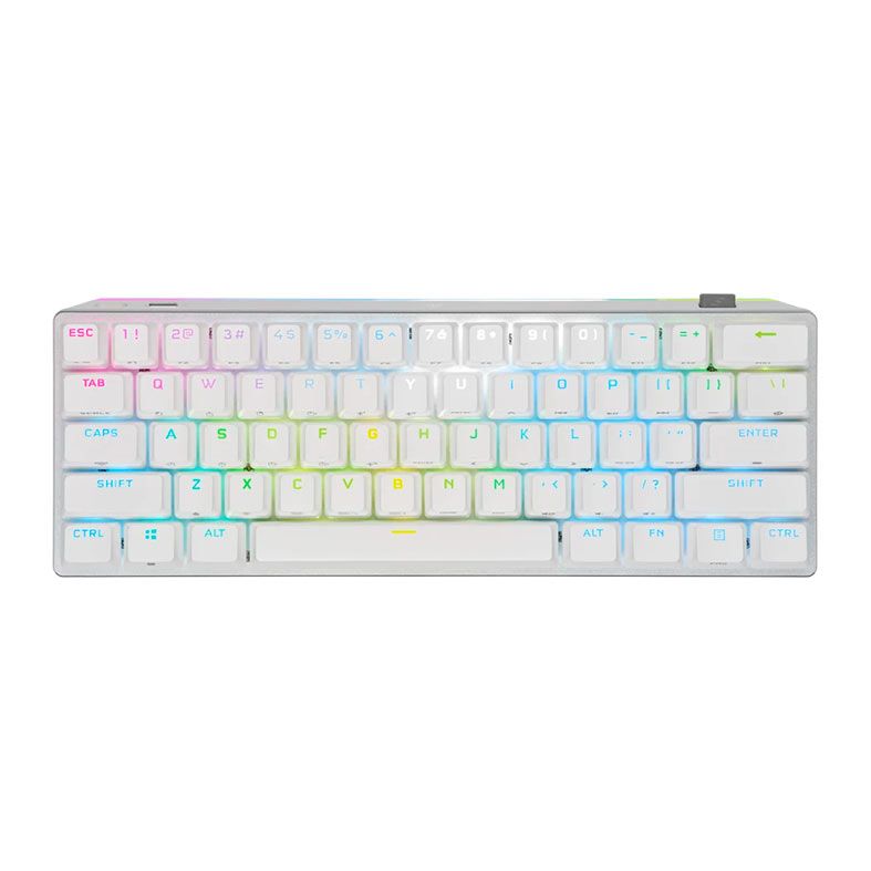 Teclado Mecanico Corsair K70 Pro Mini, RGB, Wireless, Switch Cherry MX Speed Prata, Branco, CH-9189114-NA