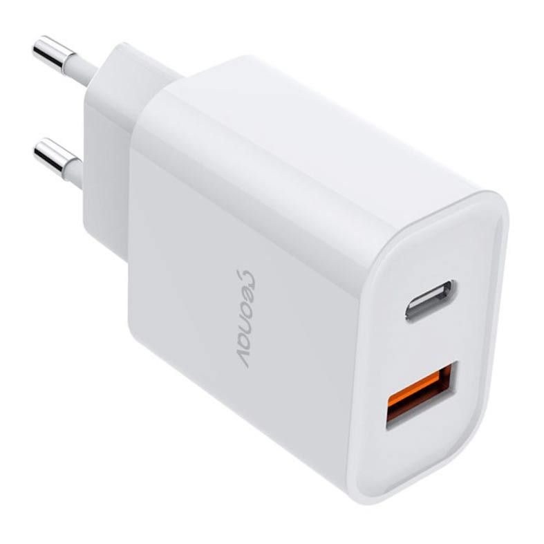 Carregador Geonav SuperPower Duo USB-A e USB-C Power Delivery 20W Quick Charge 18W Branco, CH20PDQC