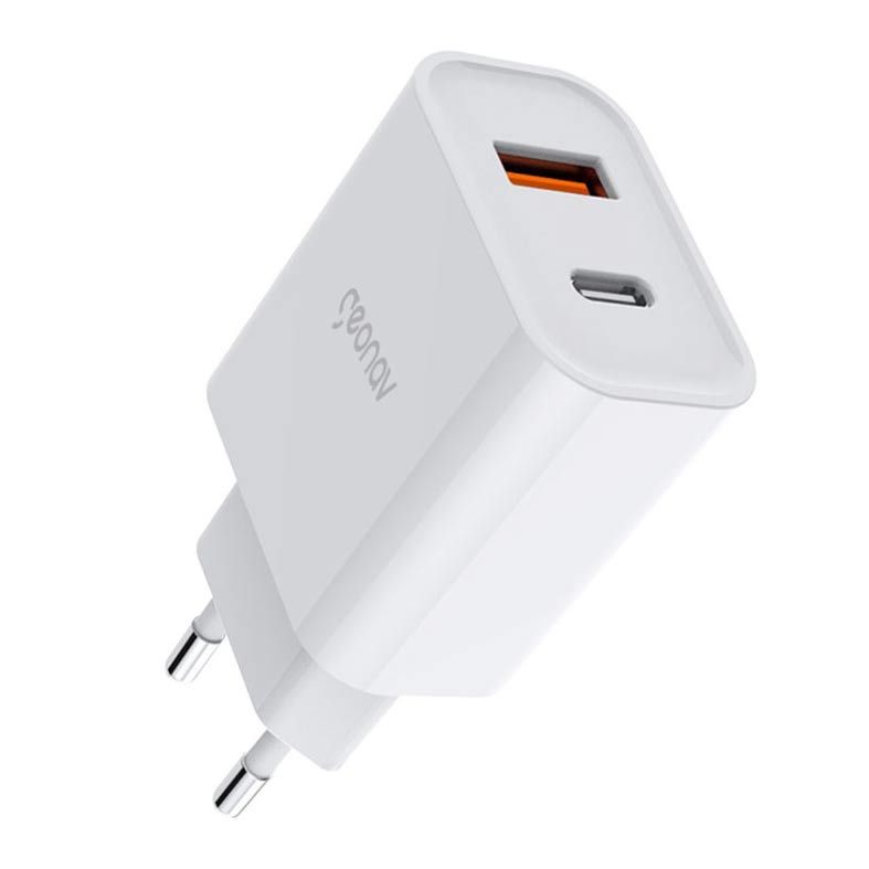 Carregador Geonav SuperPower Duo USB-A e USB-C Power Delivery 20W Quick Charge 18W Branco, CH20PDQC