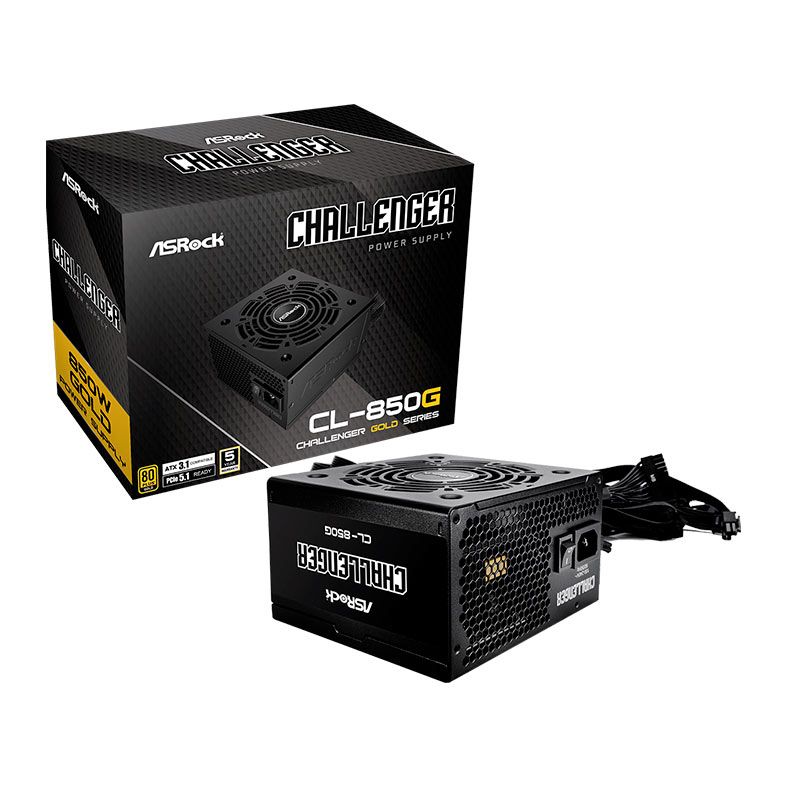 Fonte AsRock CL-850G, 850W, ATX 3.1, 80 Plus Gold, Preto, CL-850G