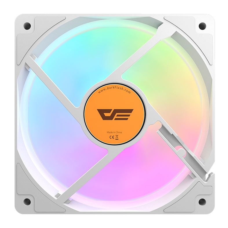 Ventoinha Aigo DarkFlash CL12, 120mm, Led Rainbow, Branca, CL12-WH