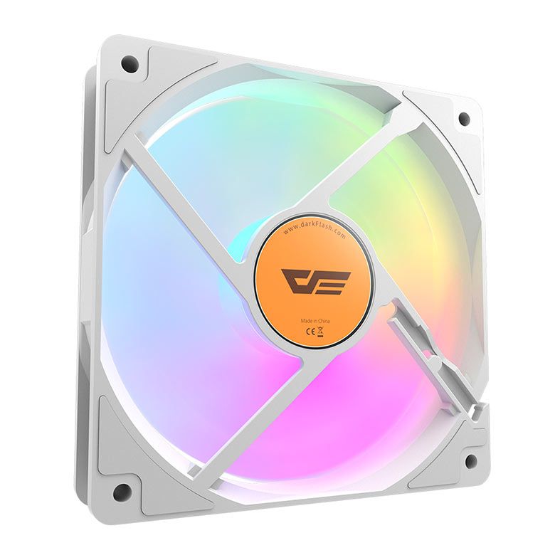 Ventoinha Aigo DarkFlash CL12, 120mm, Led Rainbow, Branca, CL12-WH