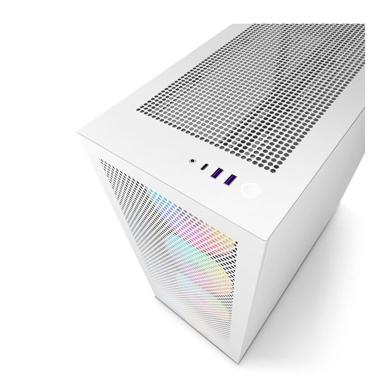 Gabinete Gamer NZXT H7 Flow RGB, Mid-Tower, Lateral de Vidro, Com 4 Fans, Branco, CM-H71FW-R1