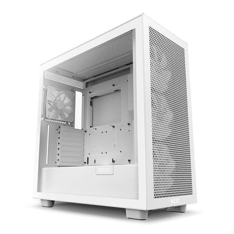 Gabinete Gamer NZXT H7 Flow RGB, Mid-Tower, Lateral de Vidro, Com 4 Fans, Branco, CM-H71FW-R1