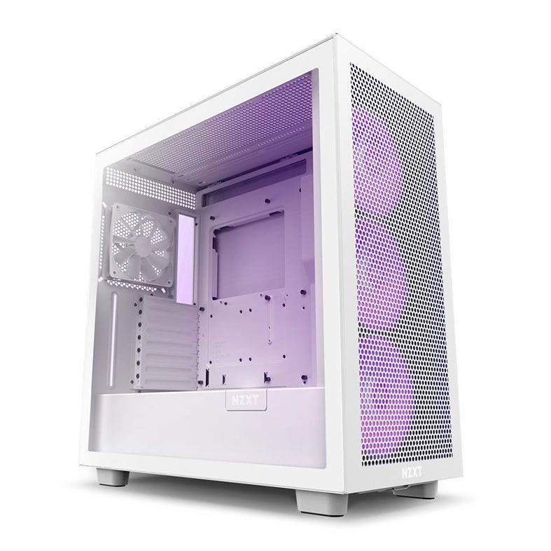 Gabinete Gamer NZXT H7 Flow RGB, Mid-Tower, Lateral de Vidro, Com 4 Fans, Branco, CM-H71FW-R1