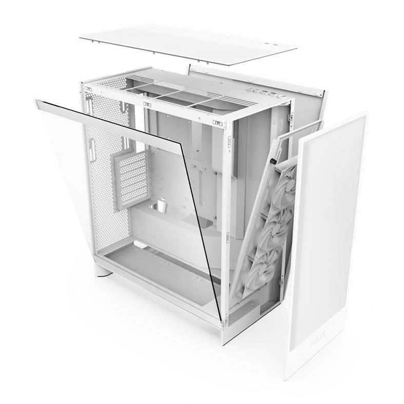 Gabinete Gamer NZXT H7 Flow, Mid-Tower, Lateral de Vidro, Com 3 Fans, Branco, CM-H72FW-01