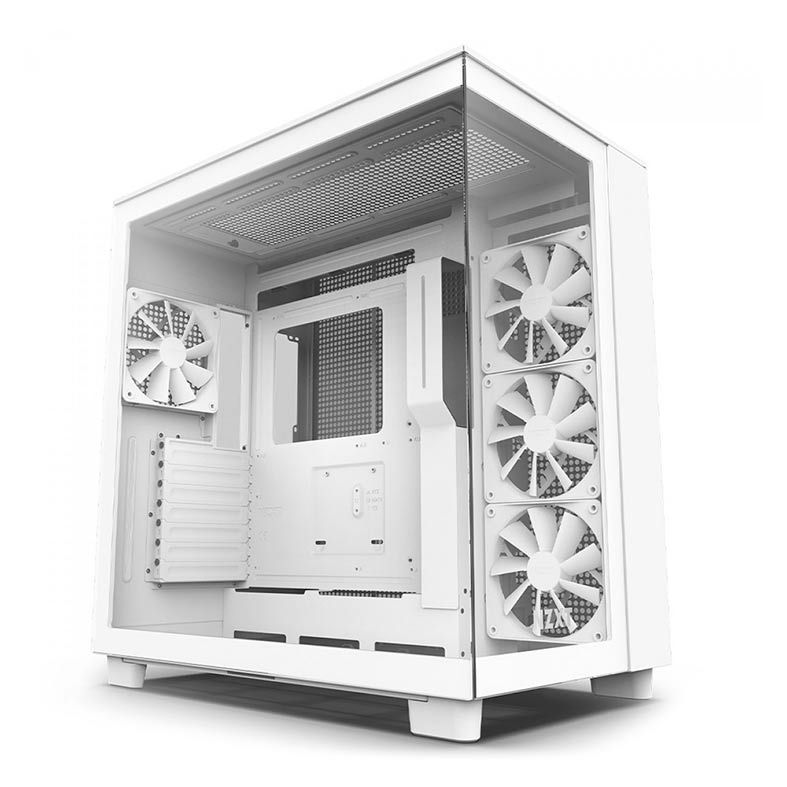 Gabinete Gamer NZXT H91FB Flow, Mid-Tower, Lateral de Vidro, Com 4 Fans, Branco, CM-H91FW-01