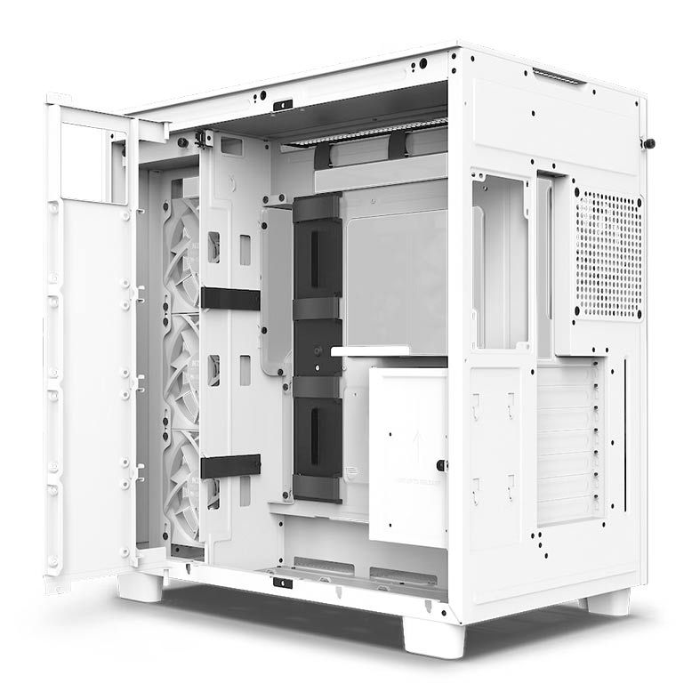 Gabinete Gamer NZXT H91FB Flow, Mid-Tower, Lateral de Vidro, Com 4 Fans, Branco, CM-H91FW-01
