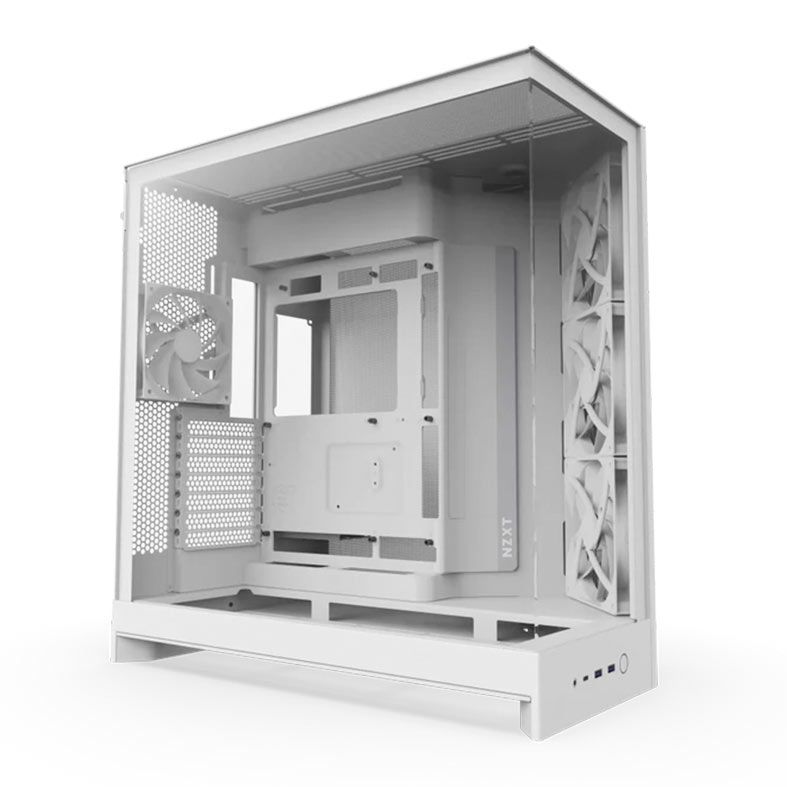 Gabinete Gamer NZXT H9 Flow, Mid Tower, Lateral de Vidro, Com 4 Fans, Branco, CM-H92FW-01