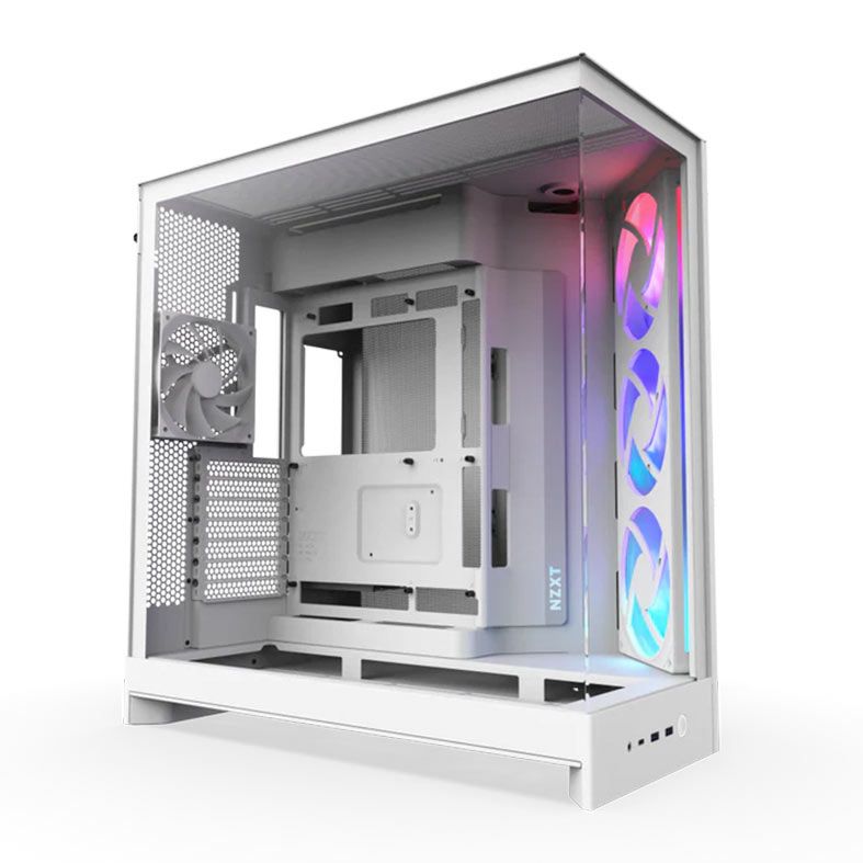 Gabinete Gamer NZXT H9 Flow, RGB, Mid Tower, Lateral de Vidro, Com 4 Fans, Branco, CM-H92FW-R1