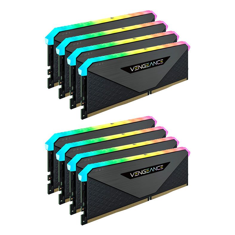 Memoria Corsair Vengeance RGB RT, 256GB (8x32GB), DDR4, 3600MHz, C18, Preta, CMN256GX4M8Z3600C18