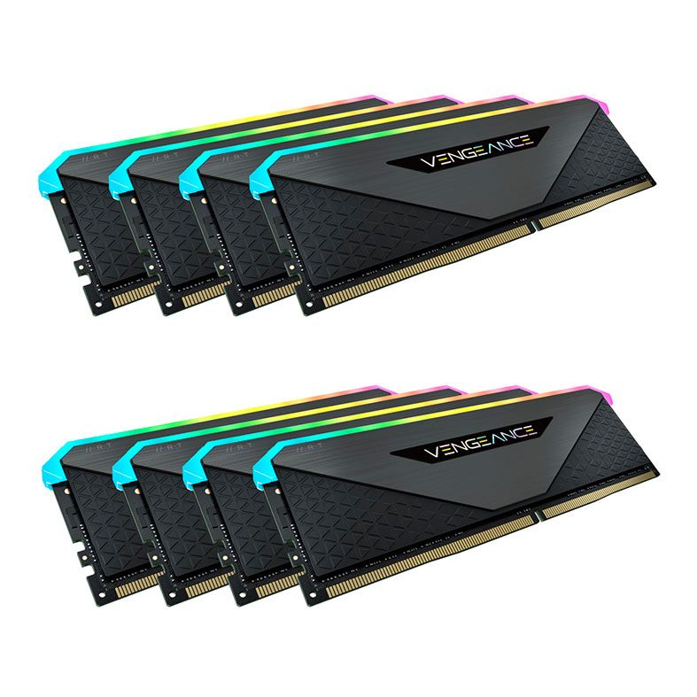 Memoria Corsair Vengeance RGB RT, 256GB (8x32GB), DDR4, 3600MHz, C18, Preta, CMN256GX4M8Z3600C18
