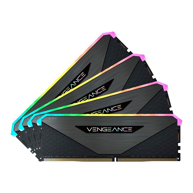 Memoria Corsair Vengeance RGB RT, 64GB (4x16GB), DDR4, 3600MHz, C18, Preta, CMN64GX4M4Z3600C18