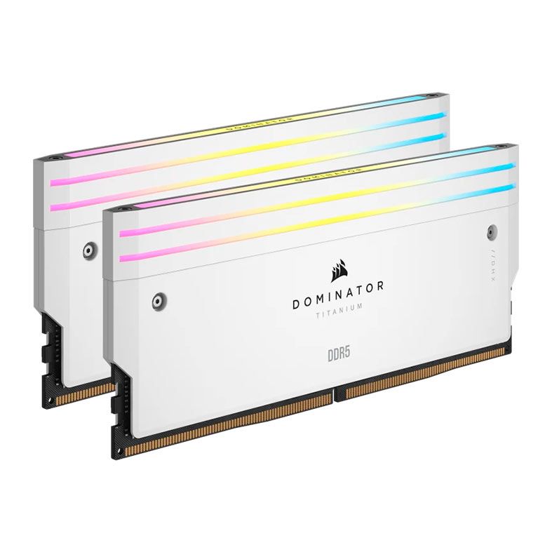 Memoria Corsair Dominator Titanium RGB, 64GB (2x32GB), DDR5, 6400MT/s, C32, Branca, CMP64GX5M2B6400C32W
