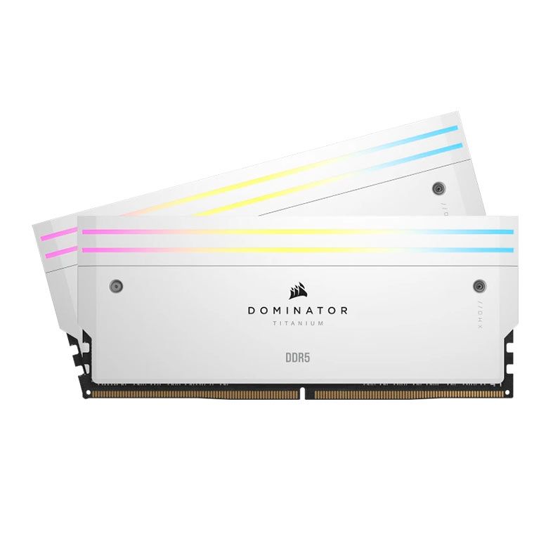 Memoria Corsair Dominator Titanium RGB, 64GB (2x32GB), DDR5, 6400MT/s, C32, Branca, CMP64GX5M2B6400C32W