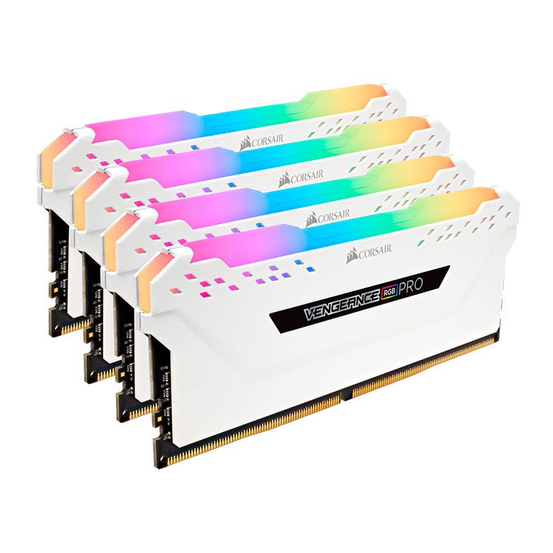Memoria Corsair Vengeance RGB PRO, 32GB (4x8GB), DDR4, 3200MHz, C16, Branca, CMW32GX4M4C3200C16W