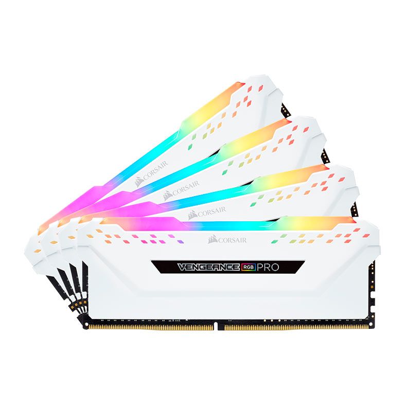 Memoria Corsair Vengeance RGB PRO, 32GB (4x8GB), DDR4, 3200MHz, C16, Branca, CMW32GX4M4C3200C16W