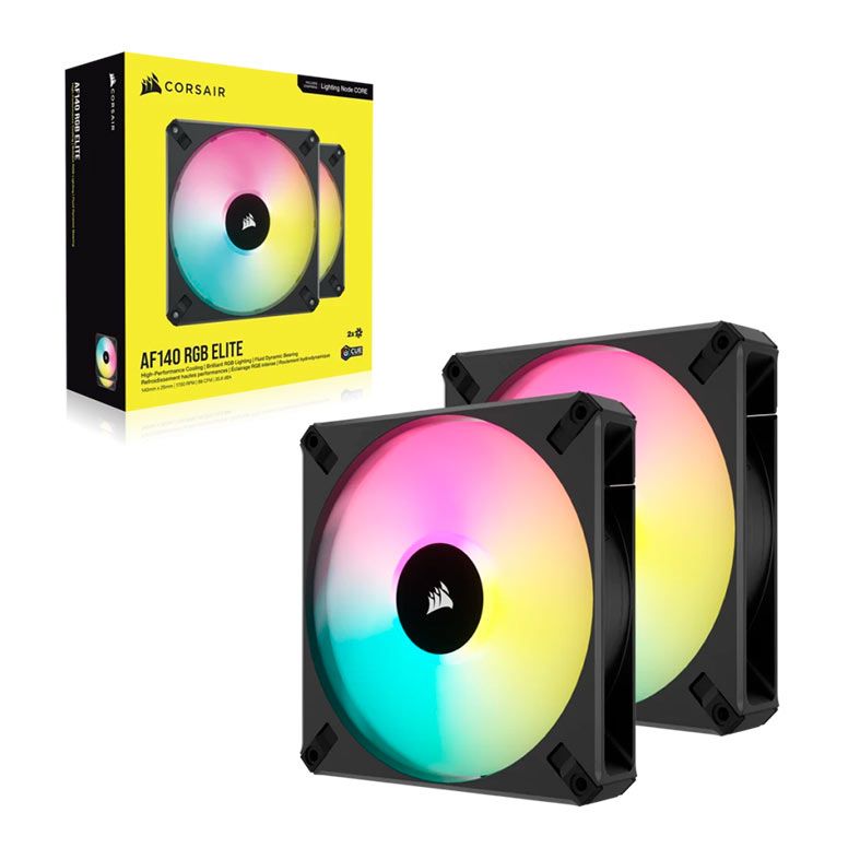 Kit Ventoinha Corsair AF140 RGB Elite, 2x140mm, CO-9050156-WW