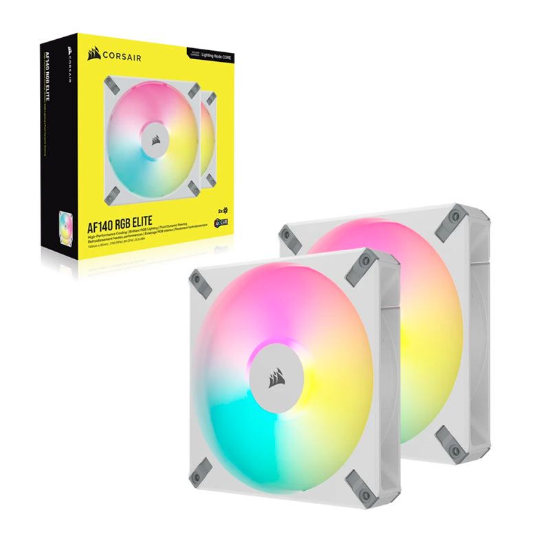 Kit Ventoinhas Corsair AF140 RGB Elite, 2x140mm, Branco, CO-9050160-WW