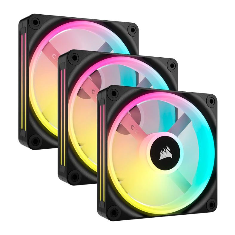 Kit Ventoinhas Corsair Icue Link QX120 PWM, RGB, 3x120mm, Preto, CO-9051002-WW