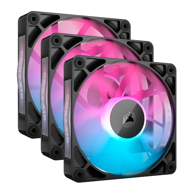 Kit Ventoinhas Corsair Icue Link RX120 PWM, RGB, 3x120mm, Preto, CO-9051018-WW