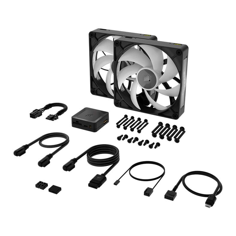 Kit Ventoinhas Corsair Icue Link RX140 Max, RGB, 2x140mm, Preto, CO-9051036-WW