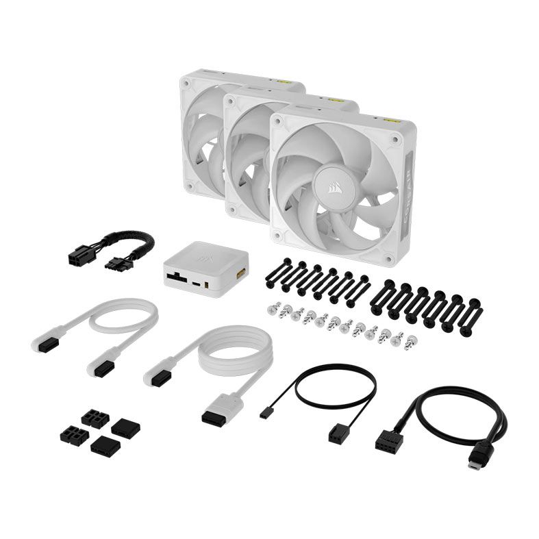 Kit Ventoinhas Corsair Icue Link RX120 Max, RGB, 3x120mm, Branco, CO-9051038-WW
