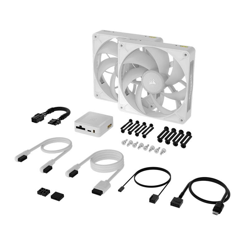 Kit Ventoinhas Corsair Icue Link RX140 Max, RGB, 2x140mm, Branco, CO-9051040-WW