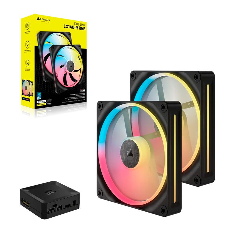 Kit Ventoinhas Corsair Icue Link LX140-R, RGB, 2x140mm, Preto, CO-9051052-WW