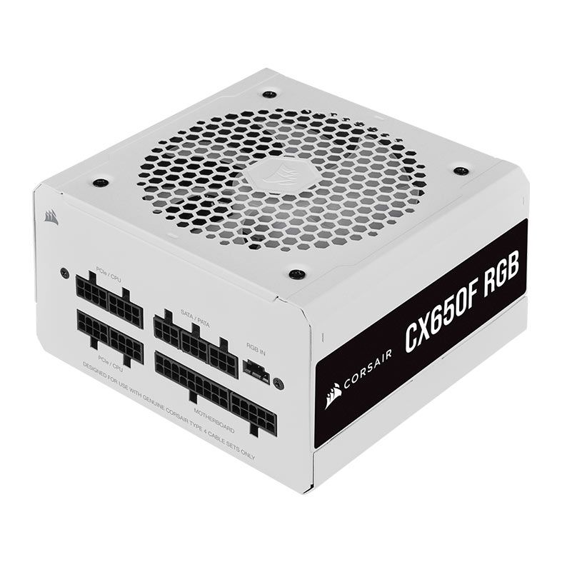 Fonte Corsair CX-F RGB Series CX650F RGB, 650W, Full Modular, 80 Plus Bronze, White, CP-9020226-BR