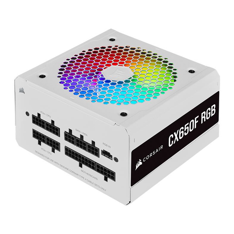 Fonte Corsair CX-F RGB Series CX650F RGB, 650W, Full Modular, 80 Plus Bronze, White, CP-9020226-BR
