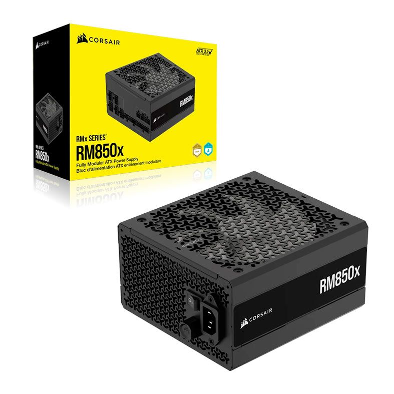 Fonte Corsair RM850x, 850W, Full-Modular, ATX 3.1, PCIe 5.1, Cybenetics Gold, Preto, CP-9020270-NA