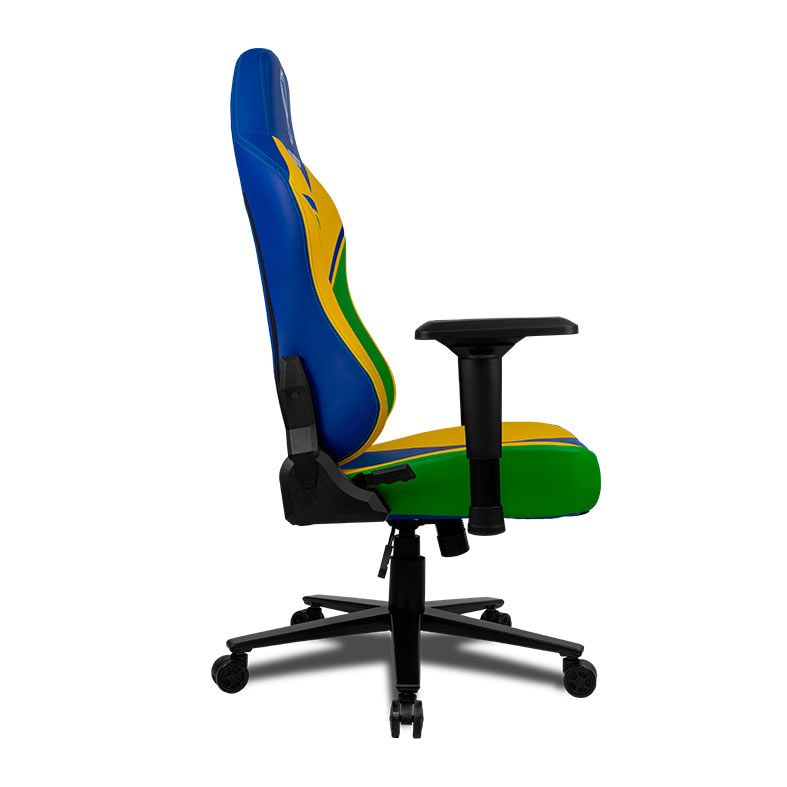 Cadeira Gamer Delux Copa do Mundo Catar DX-3000 BRLX Brasil, Azul, Verde e Amarelo, CP-CH-9015