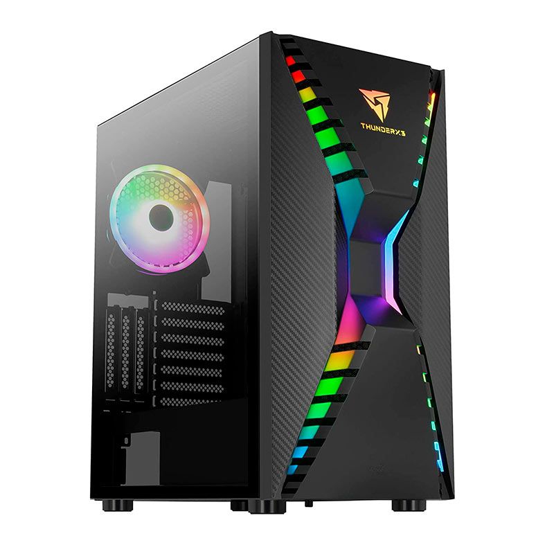 Gabinete Gamer ThunderX3 Cronus, ARGB, Mid-Tower, Lateral de Vidro, Com 1 Fan, Preto, CRONUS-G-BK-V1