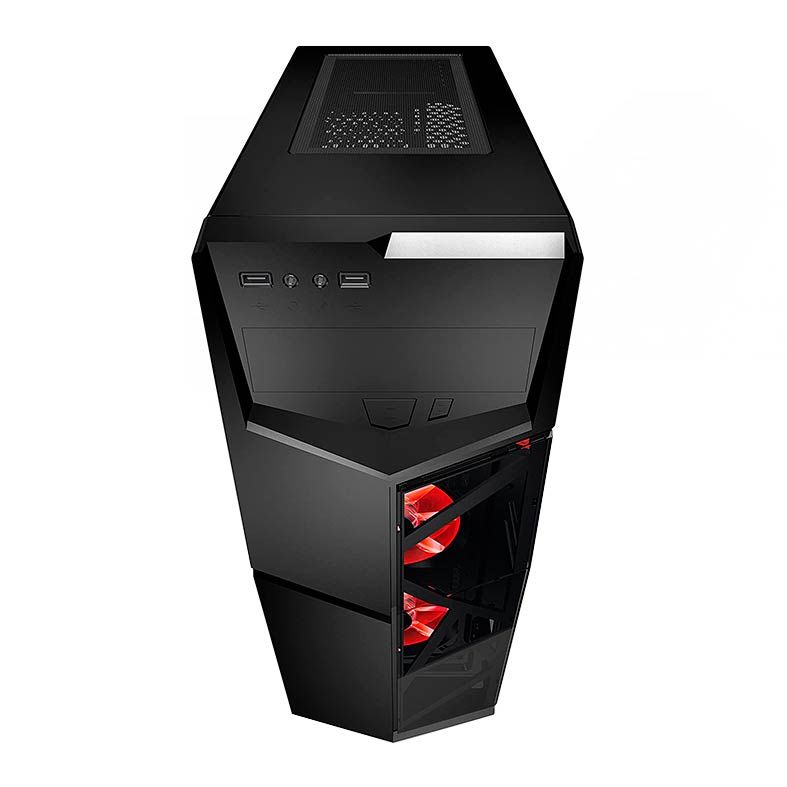 Gabinete Gamer AZZA Golem 221 Lateral de Vidro Led Vermelho Preto, CSAZ-221G