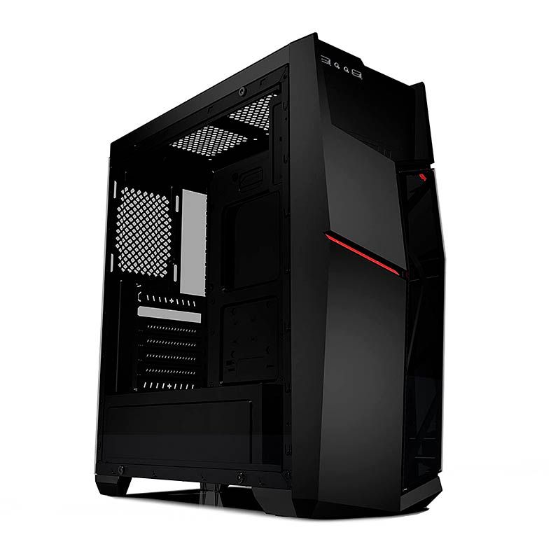 Gabinete Gamer AZZA Golem 221 Lateral de Vidro Led Vermelho Preto, CSAZ-221G