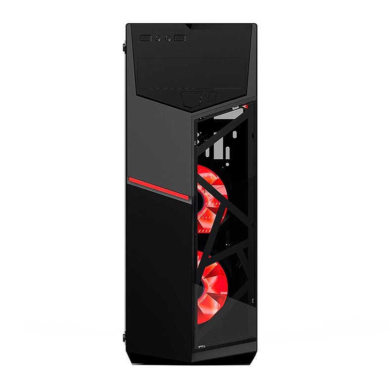 Gabinete Gamer AZZA Golem 221 Lateral de Vidro Led Vermelho Preto, CSAZ-221G