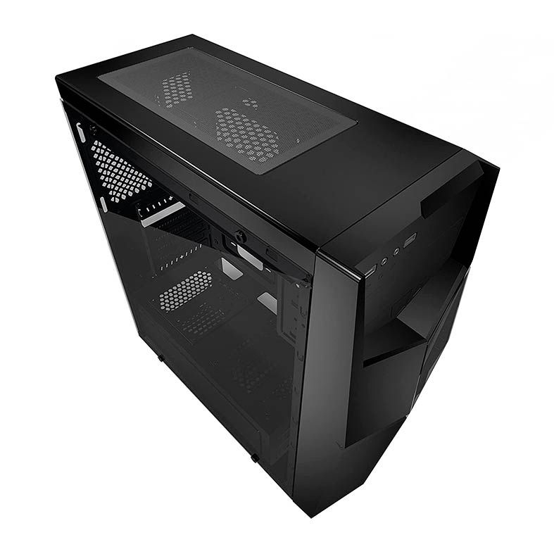 Gabinete Gamer AZZA Golem 221 Lateral de Vidro Led Vermelho Preto, CSAZ-221G