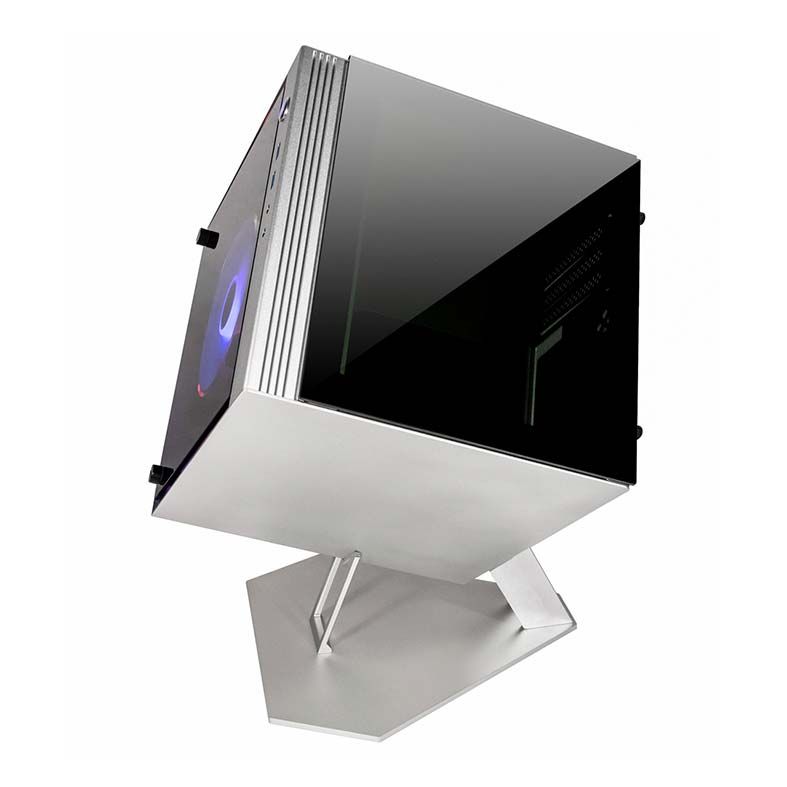Gabinete Gamer AZZA Cube Mini 805 Lateral de Vidro Fans RGB Prata, CSAZ-805