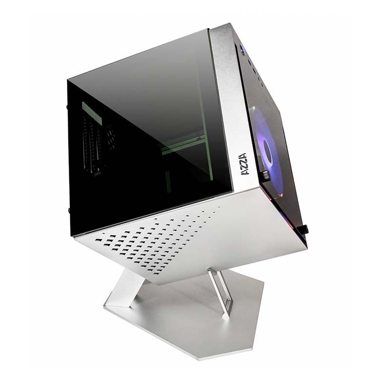 Gabinete Gamer AZZA Cube Mini 805 Lateral de Vidro Fans RGB Prata, CSAZ-805