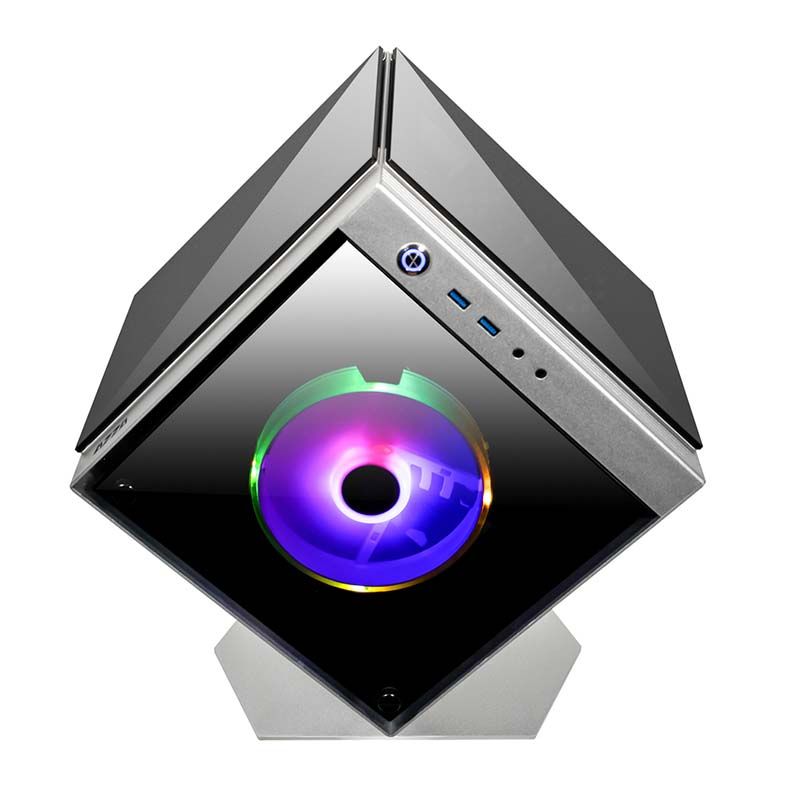 Gabinete Gamer AZZA Cube Mini 805 Lateral de Vidro Fans RGB Prata, CSAZ-805