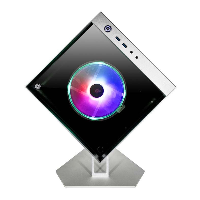 Gabinete Gamer AZZA Cube Mini 805 Lateral de Vidro Fans RGB Prata, CSAZ-805