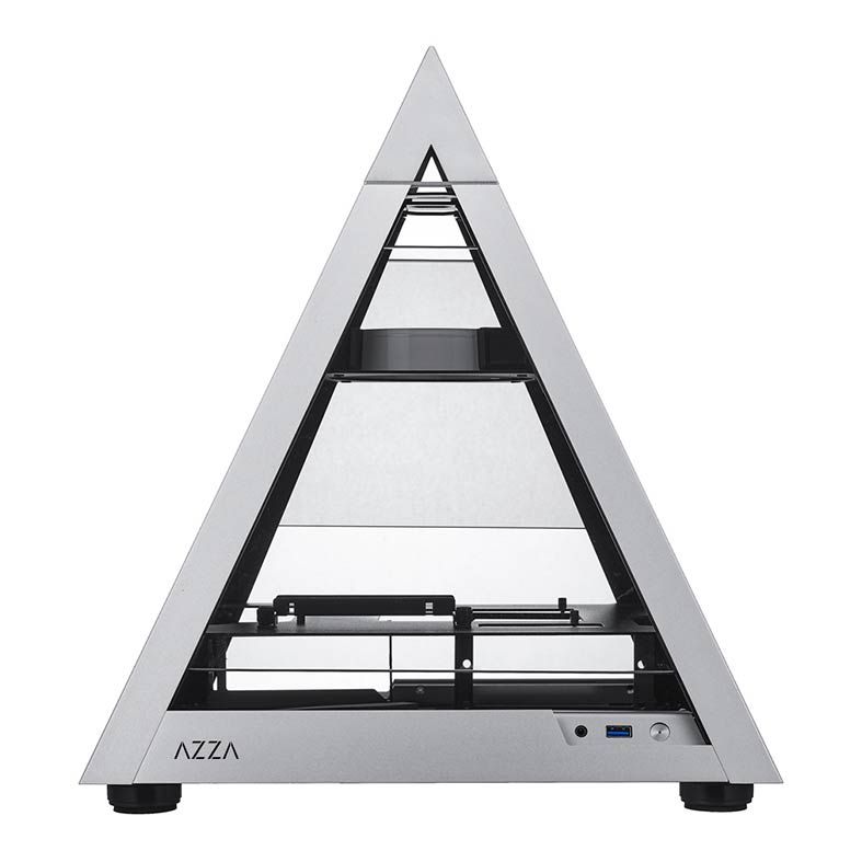 Gabinete Gamer AZZA Pyramid Mini 806 Lateral de Vidro Prata, CSAZ-806
