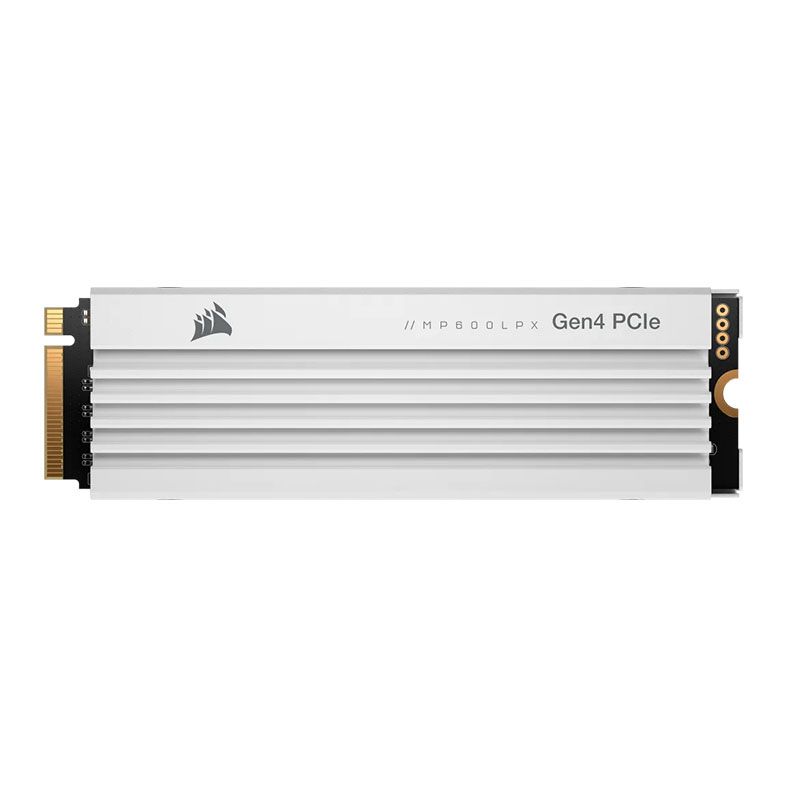 SSD Corsair MP600 PRO LPX, 1TB, M.2 2280, PCIe NVMe, Leitura 7100MB/s, Gravacao 5800MB/s, Compativel com PS5, Branco, CSSD-F1000GBMP600PLPW