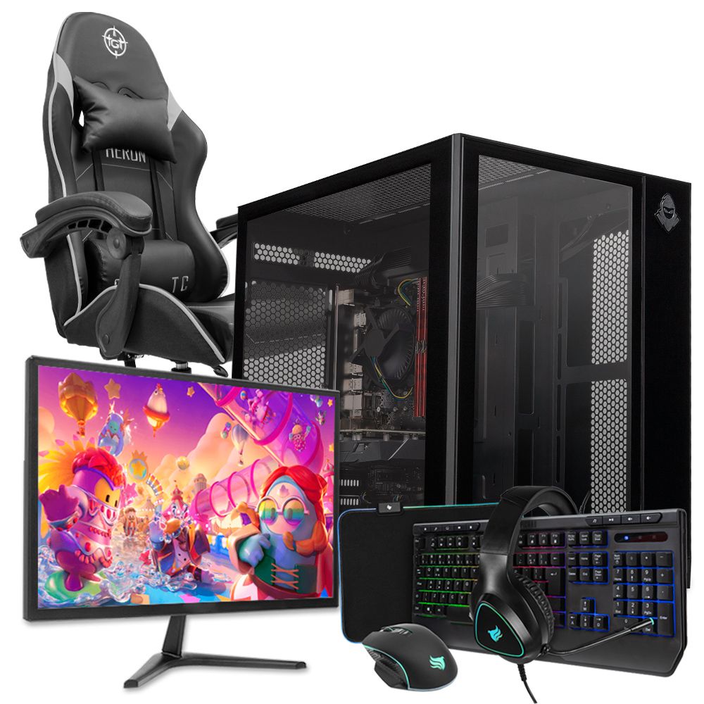 PC Gamer Completo Pichau Ísis, AMD Ryzen 5 5500, GeForce RTX 4060 8GB, 16GB DDR4, SSD M.2 480GB + Cadeira Gamer + Monitor + Kit Periféricos
