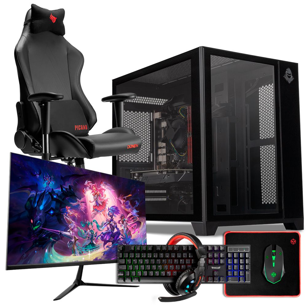 PC Gamer Completo Pichau Atena II, intel i5-10400F, GeForce RTX 2060 Super 8GB, 16GB DDR4, SSD M.2 480GB + Cadeira Gamer + Monitor + Kit Periféricos