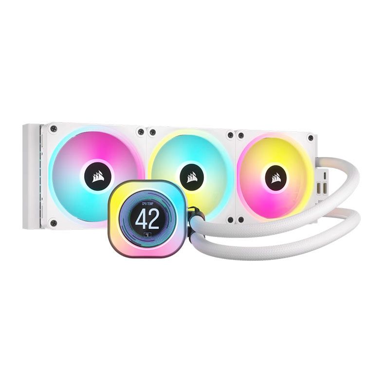 Water Cooler Corsair ICUE Link H150i LCD, ARGB, 360mm, Branco, CW-9061010-WW