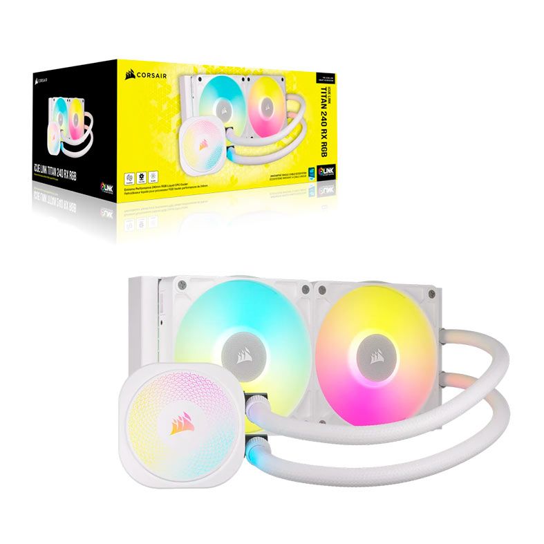 Water Cooler Corsair Icue Link Titan 240 RX AIO, RGB, 240mm, Branco, CW-9061020-WW